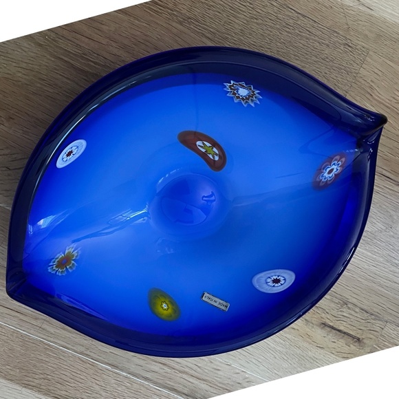 Vintage Murano Millefiori Art Glass Bowl Trinket Candy Dish Cobalt Blue - Picture 3 of 10